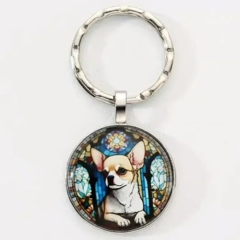 Stainless Steel CHIHUAHUA Dog Keyring Keychain Accessory